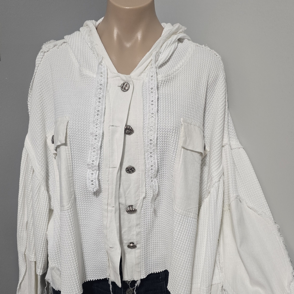 POL Cream Textured Button Down Shirt